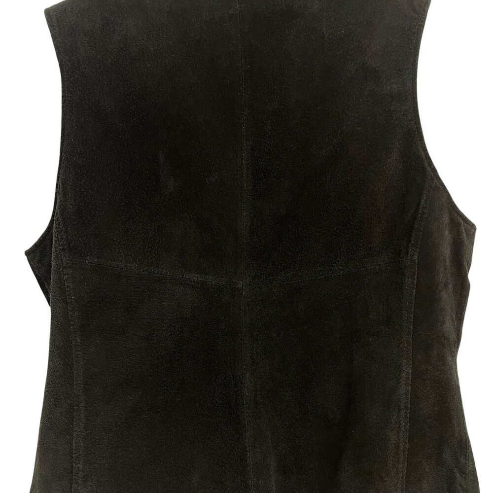Vintage Outbrook Black Suede Leather Vest Size Large 12/14 Western Style Lined - Picture 5 of 10